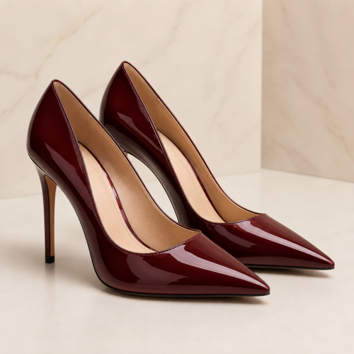 Wine Red Glam Stiletto Heels for Women